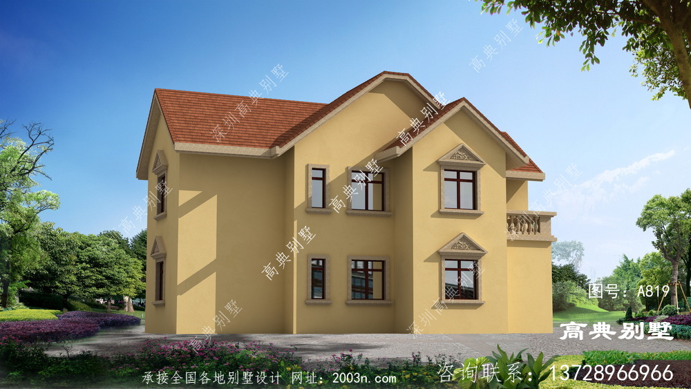 二層鄉(xiāng)村經(jīng)典自建別墅設(shè)計(jì)，施工簡單造價(jià)低