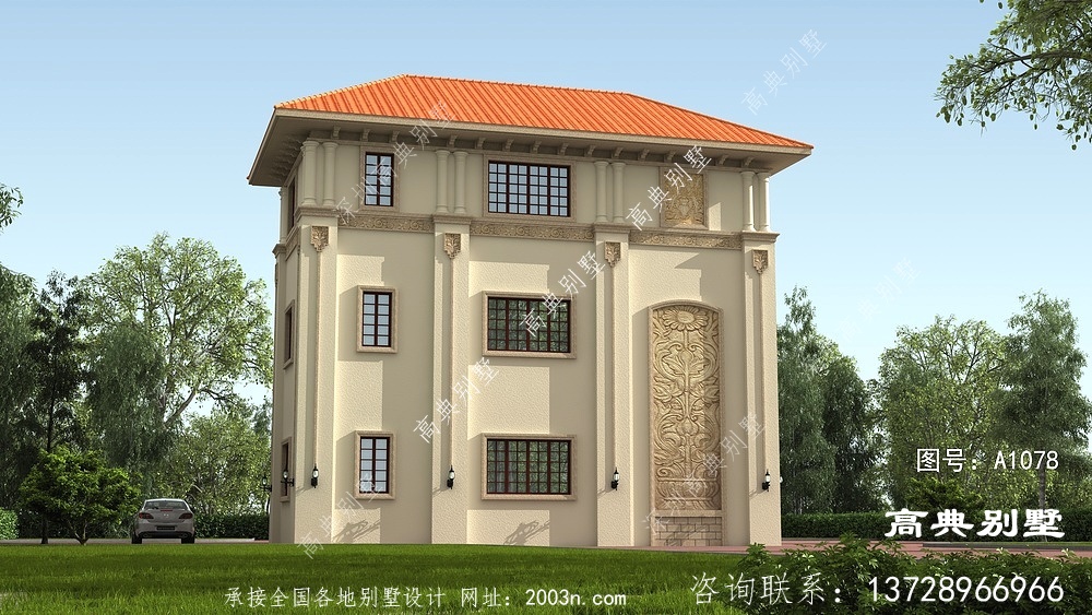 歐式高雅風格三層復式別墅設計圖
