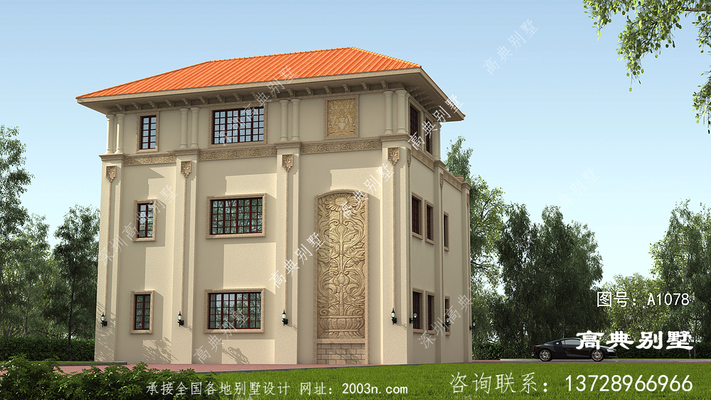 歐式高雅風格三層復式別墅設計圖