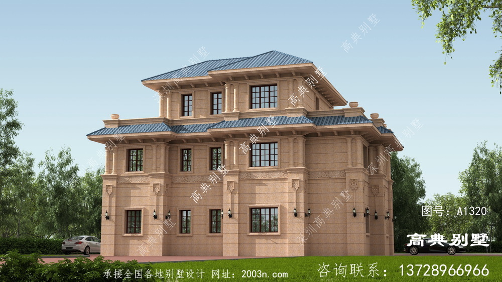 豪華經(jīng)典三層歐式石材別墅設(shè)計圖