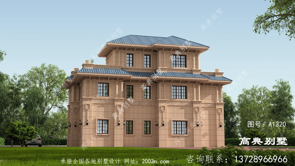 豪華經(jīng)典三層歐式石材別墅設(shè)計圖