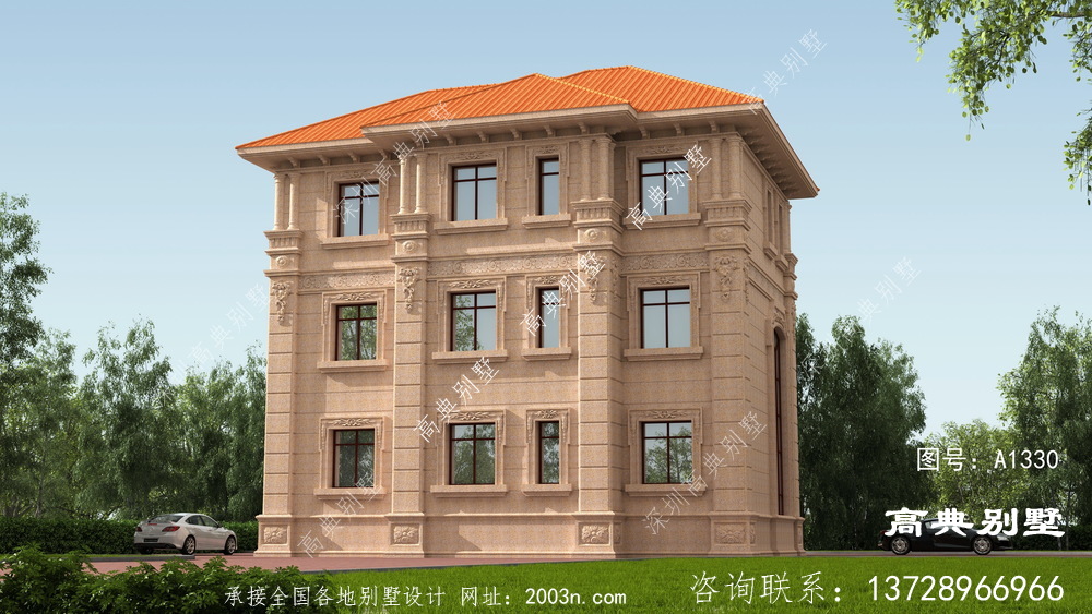 經(jīng)典大氣的三層歐式石材別墅設(shè)計效果圖