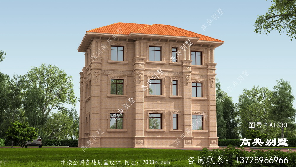經(jīng)典大氣的三層歐式石材別墅設(shè)計效果圖