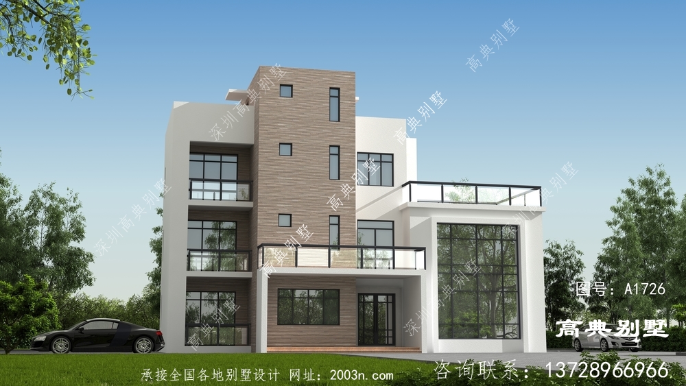 現代風格四層復式別墅設計圖