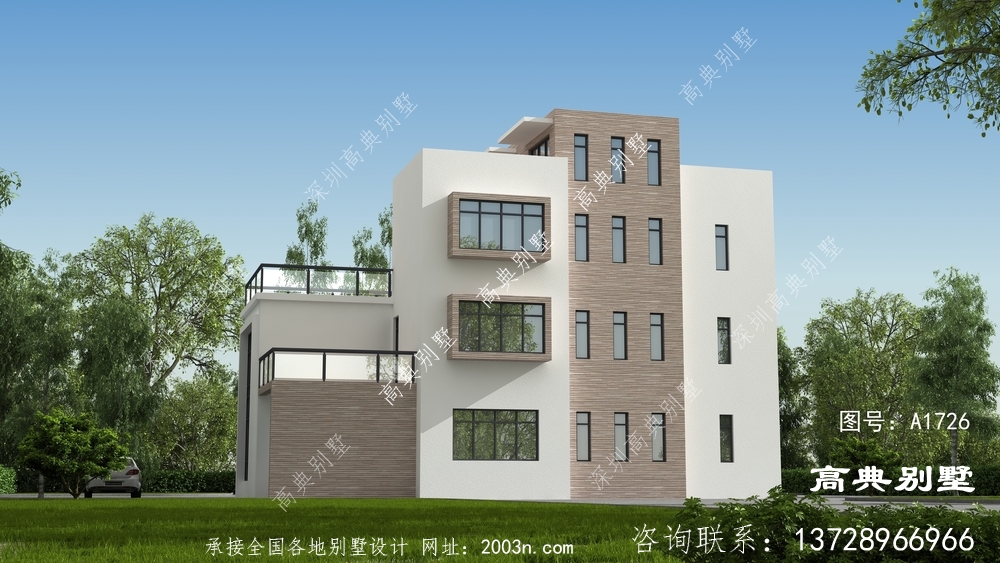 現代風格四層復式別墅設計圖