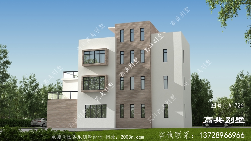 現代風格四層復式別墅設計圖