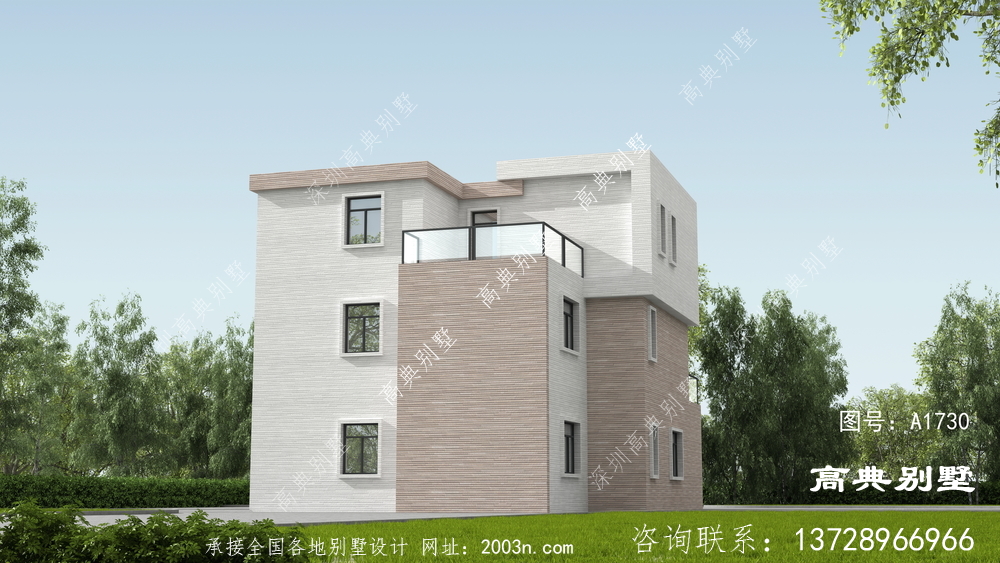 外觀大氣造價經(jīng)濟的現(xiàn)代風格平屋頂別墅