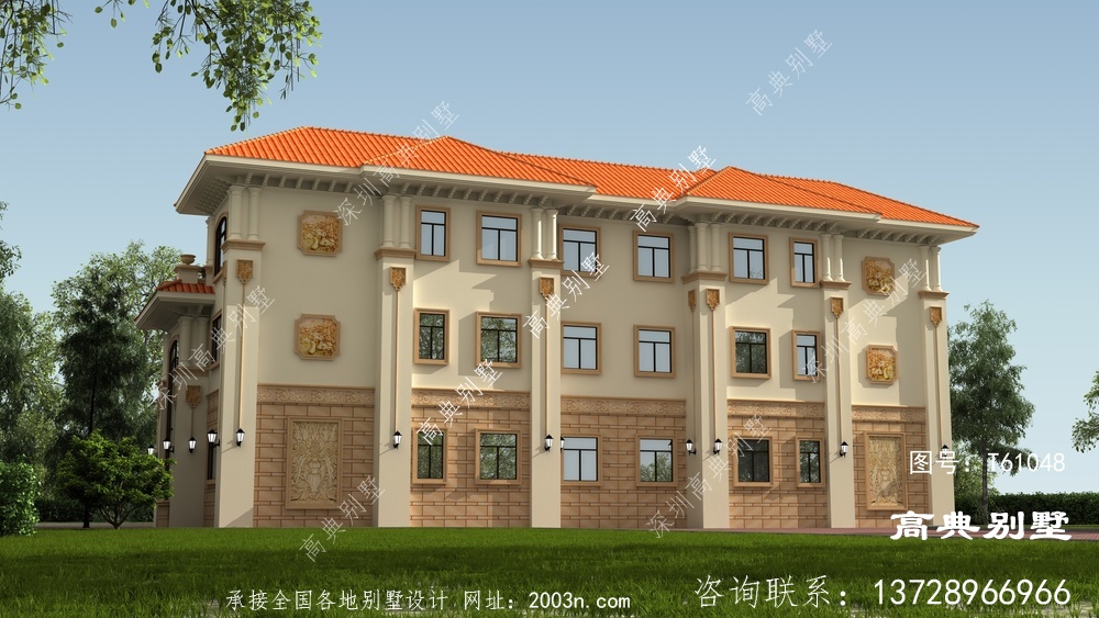 豪華歐式三層復式雙拼別墅施工圖及設計圖