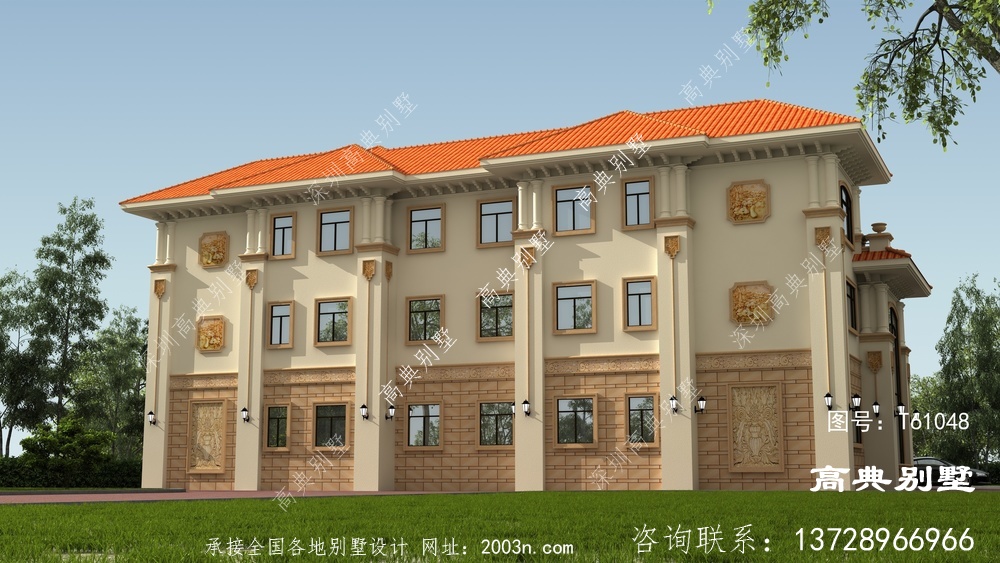 豪華歐式三層復式雙拼別墅施工圖及設計圖