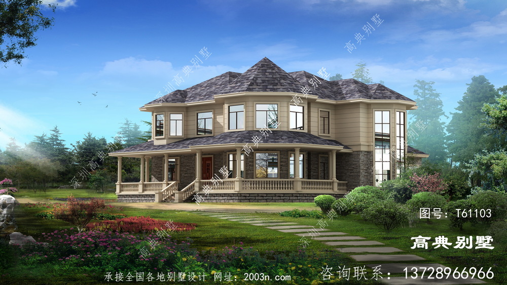 歐式風格兩層別墅設計效果圖