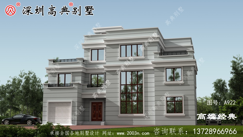 現(xiàn)代歐式風格自建別墅設計圖，建筑非常符合當下的流行的