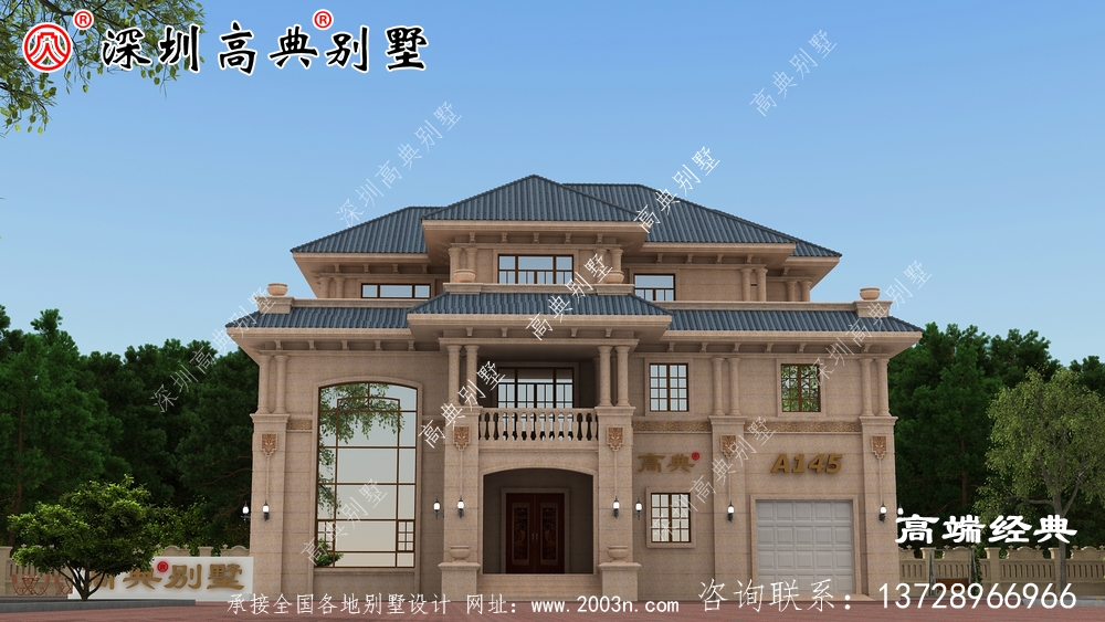 帶陽臺的三層現代別墅，完美的鄉村別墅，理想的居住場所。
