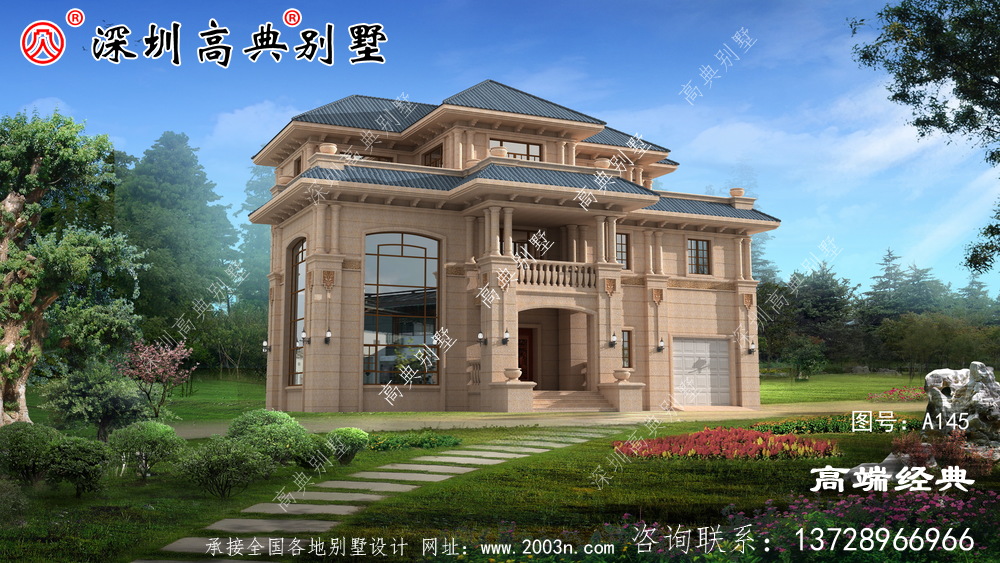 帶陽臺的三層現代別墅，完美的鄉村別墅，理想的居住場所。