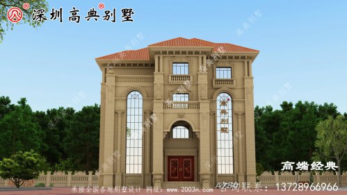 鄉村三層半普通建筑的外觀設計。
