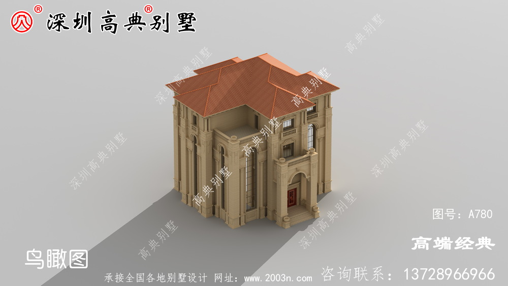 鄉村三層半普通建筑的外觀設計。