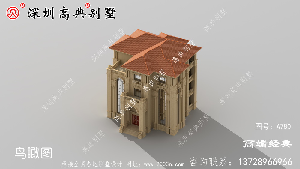 鄉村三層半普通建筑的外觀設計。