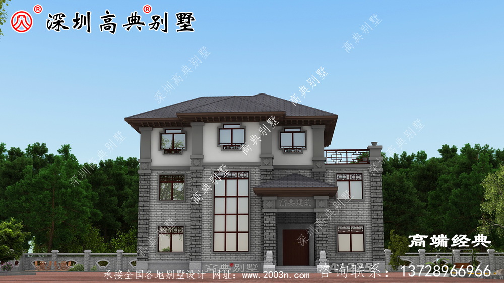 鄉(xiāng)村三層大氣別墅圖片，建這樣的房子，出去肯定有面子。