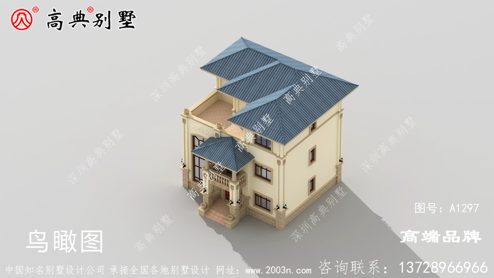 藍色屋頂瓦整體配色清新高雅