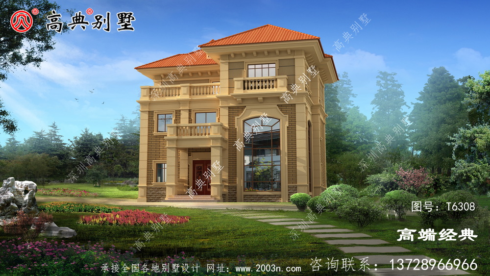 此戶型采用多層坡屋頂設計，讓整體造型獨具匠心