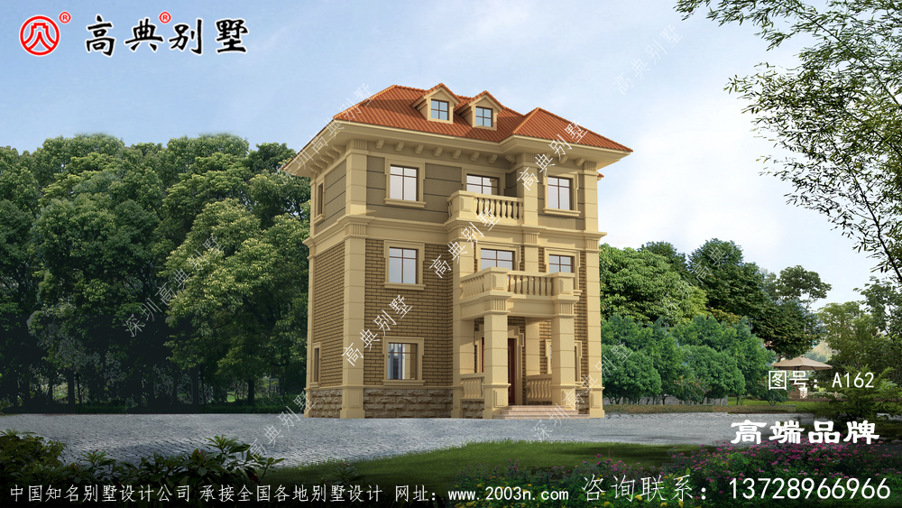 農村三層歐式別墅設計圖紙，戶型簡單又美觀，適合全家人居住